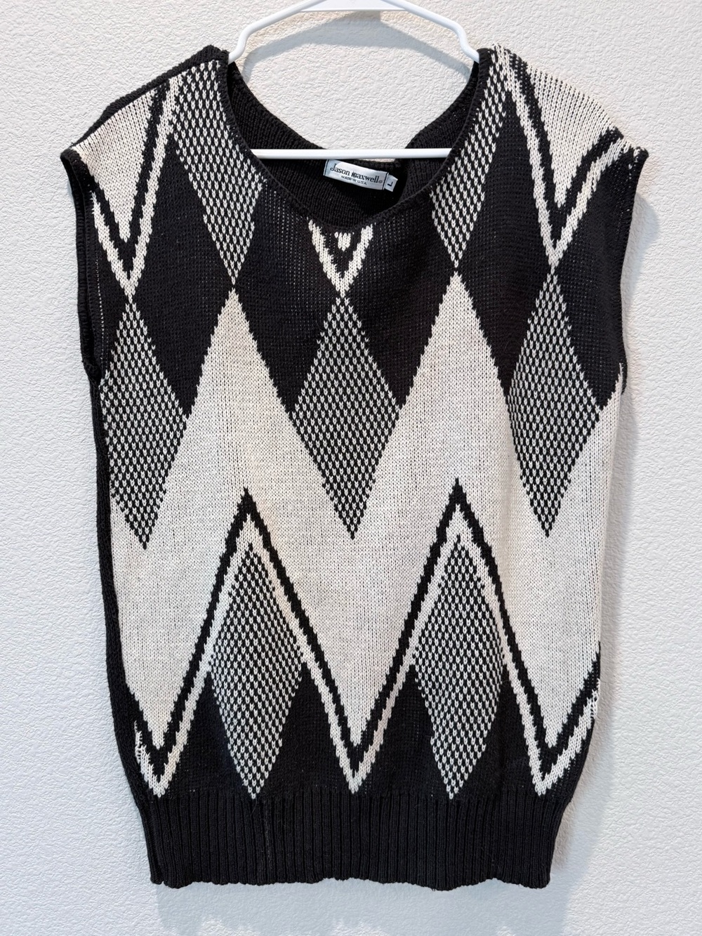 Vintage Jason Maxwell L Cotton Coastal Grandfather Art Deco Resortwear Knit Top